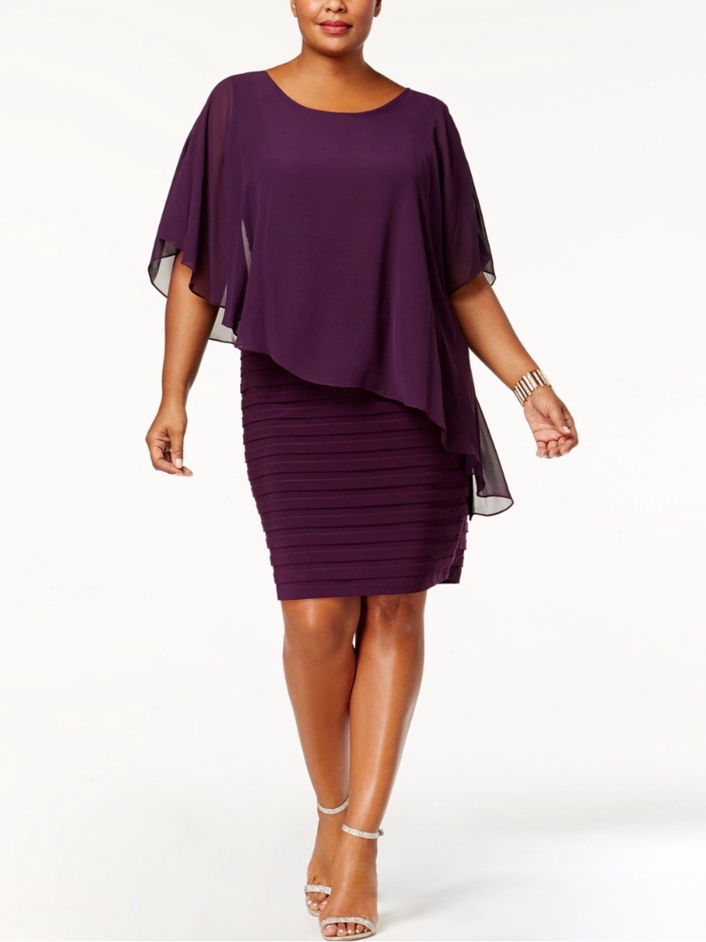 Plum Overlay Sheath Dress